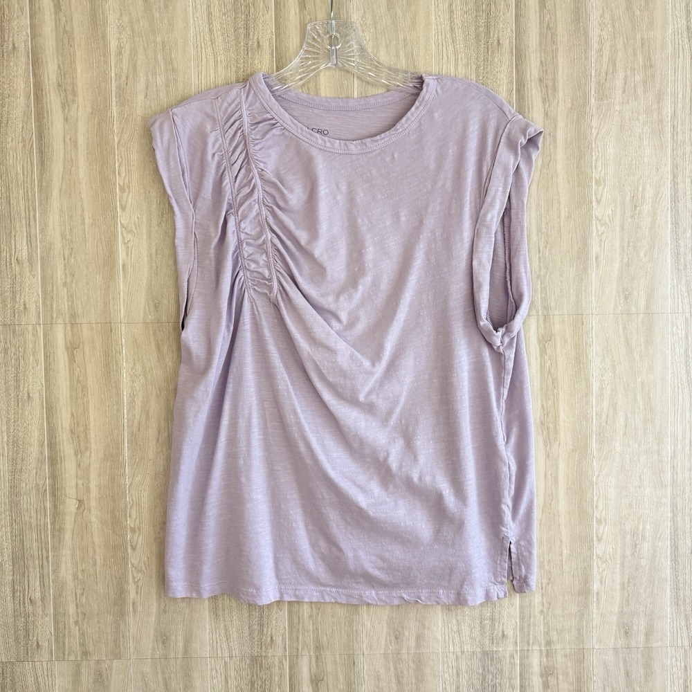 Pilcro Lavender Muscle Tee Tank Top Women's Small Ruched Asymmetrical Slub Knit